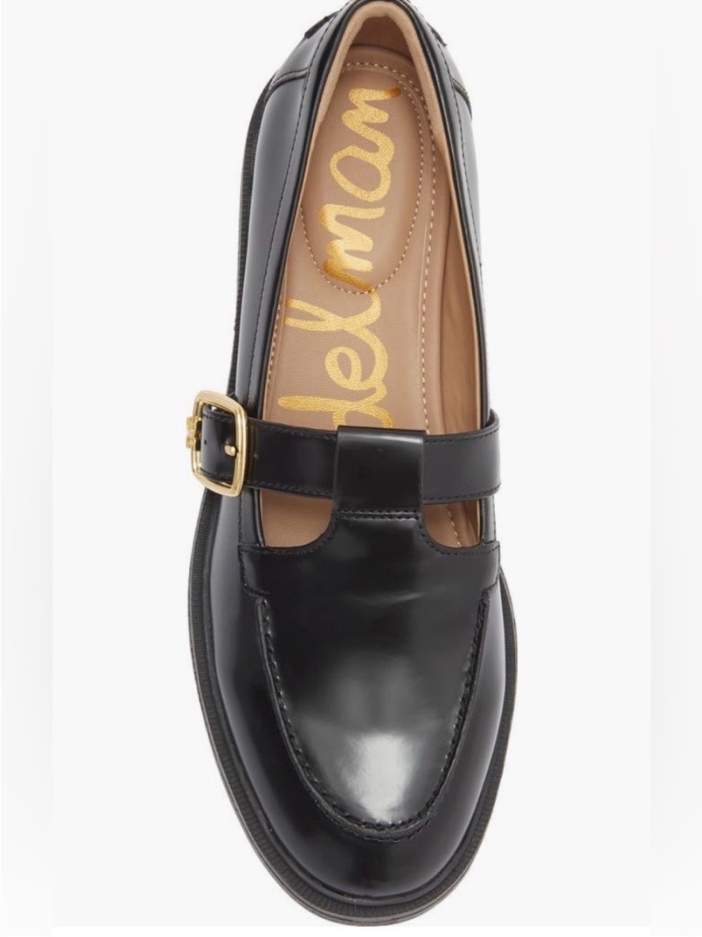 Sam Edelman Elaina Black Leather T-Strap Loafers 6.5 - Picture 2 of 10